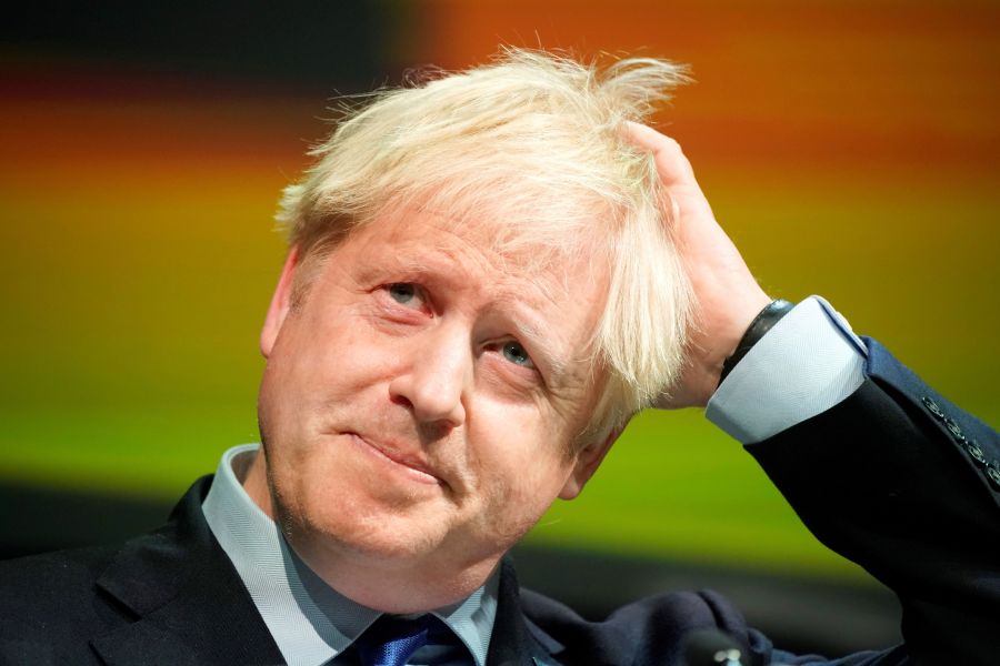 Britain's Prime Minister Boris Johnson gestures as he delivers his speech at the Convention of the North, in the Magna Centre in Rotherham, northern England on Sept. 13, 2019. (Credit: CHRISTOPHER FURLONG/AFP/Getty Images)