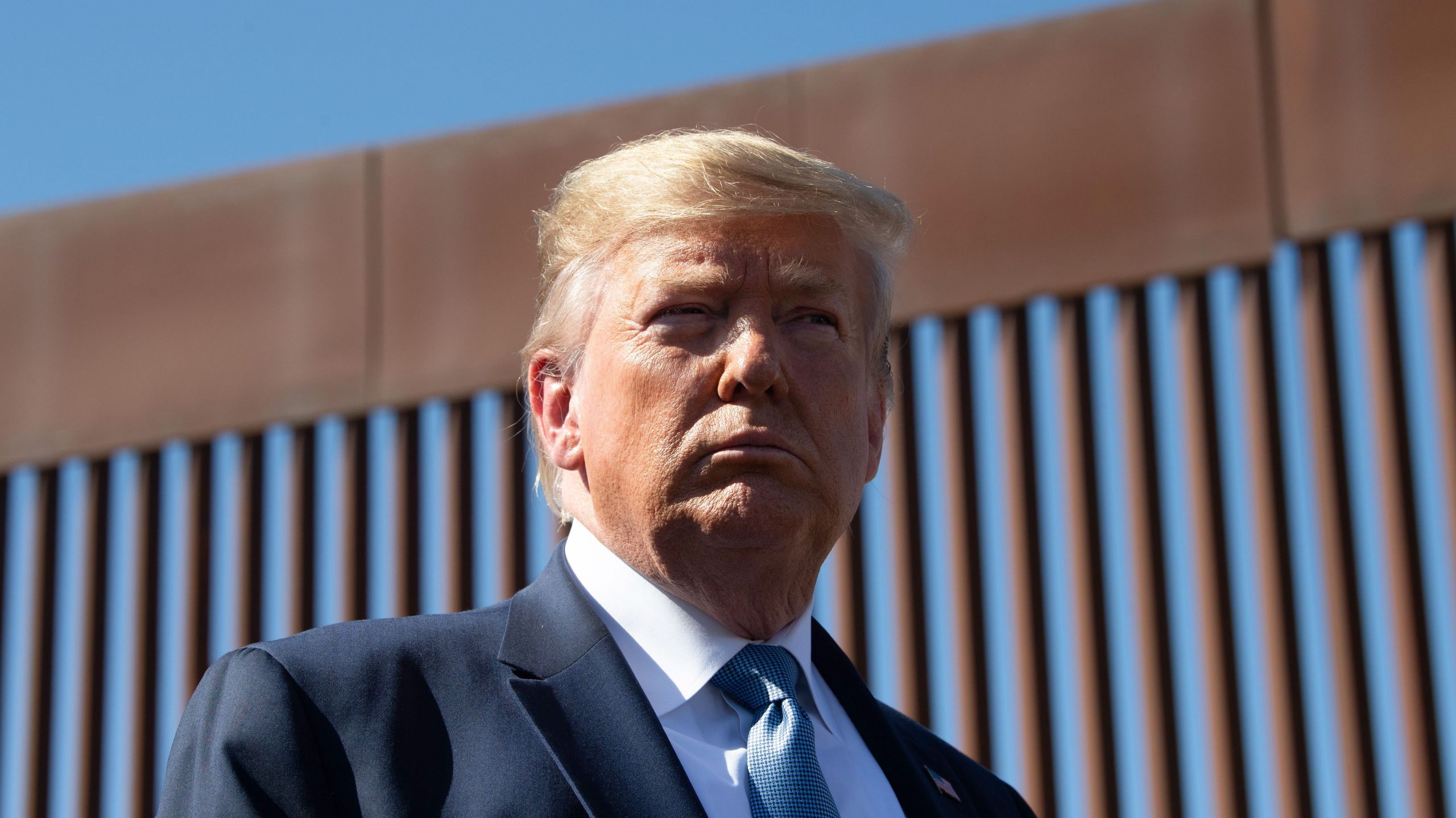 President Donald Trump visits the U.S.-Mexico border wall in Otay Mesa on Sept. 18, 2019. (Credit: Nicholas KAMM / AFP / Getty Images)