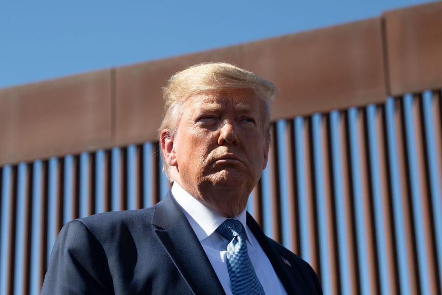 President Donald Trump visits the U.S.-Mexico border wall in Otay Mesa on Sept. 18, 2019. (Credit: Nicholas KAMM / AFP / Getty Images)