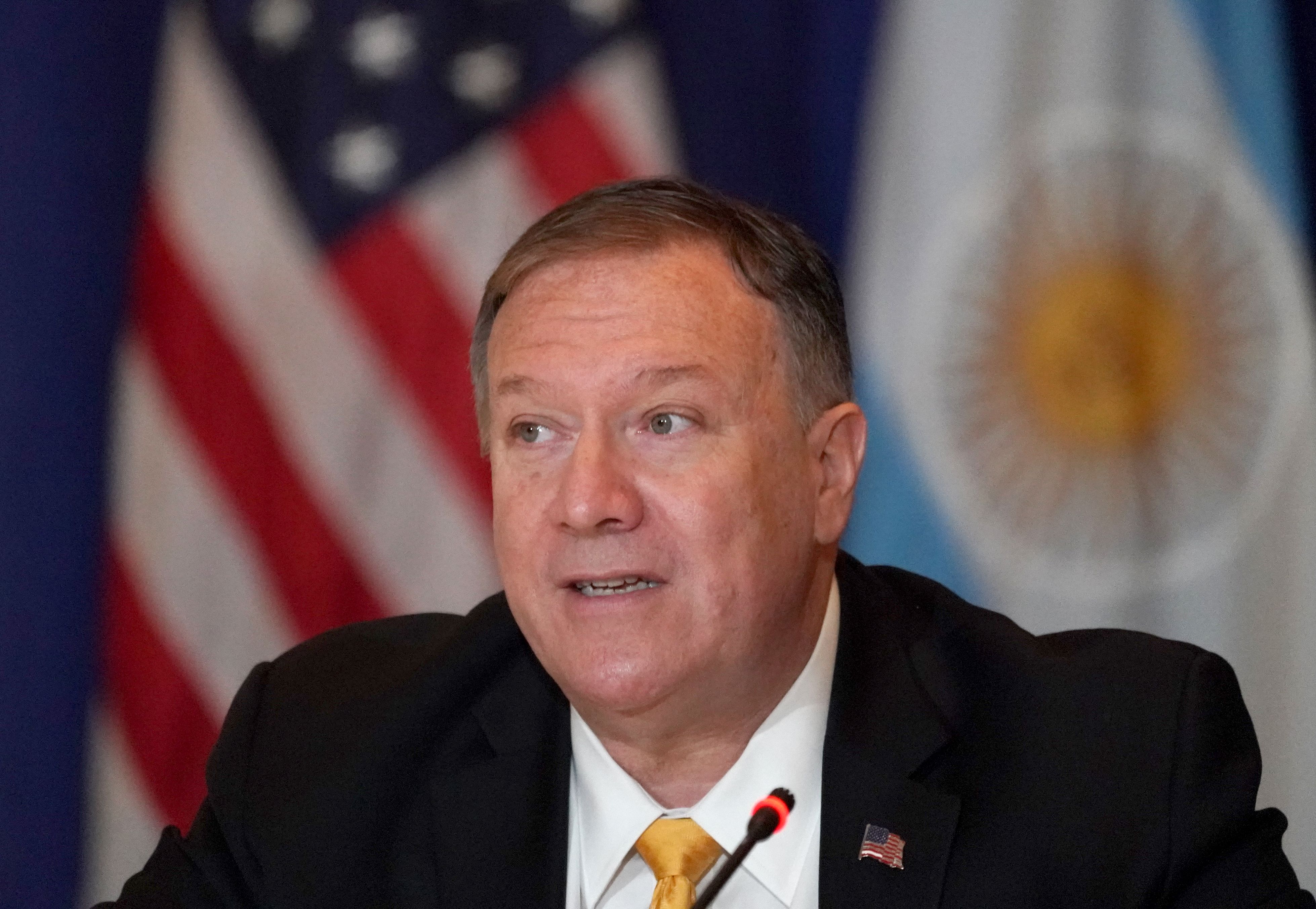 Secretary of State Mike Pompeo delivers opening remarks at an event hosted by the State Department at the Palace Hotel in New York City on Sept. 26, 2019. (Credit: Bryan R. Smith / AFP / Getty Images)