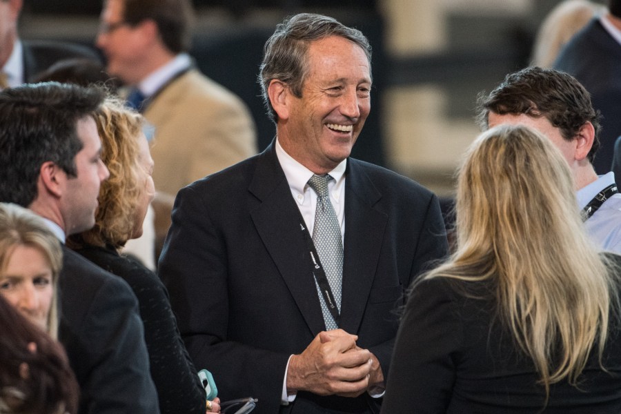 Mark Sanford talks with people before the debut event for the Dreamliner 787-10 where Donald Trump planned to visit, at Boeing's South Carolina facilities on Feb. 17, 2017. (Credit: Sean Rayford/Getty Images)