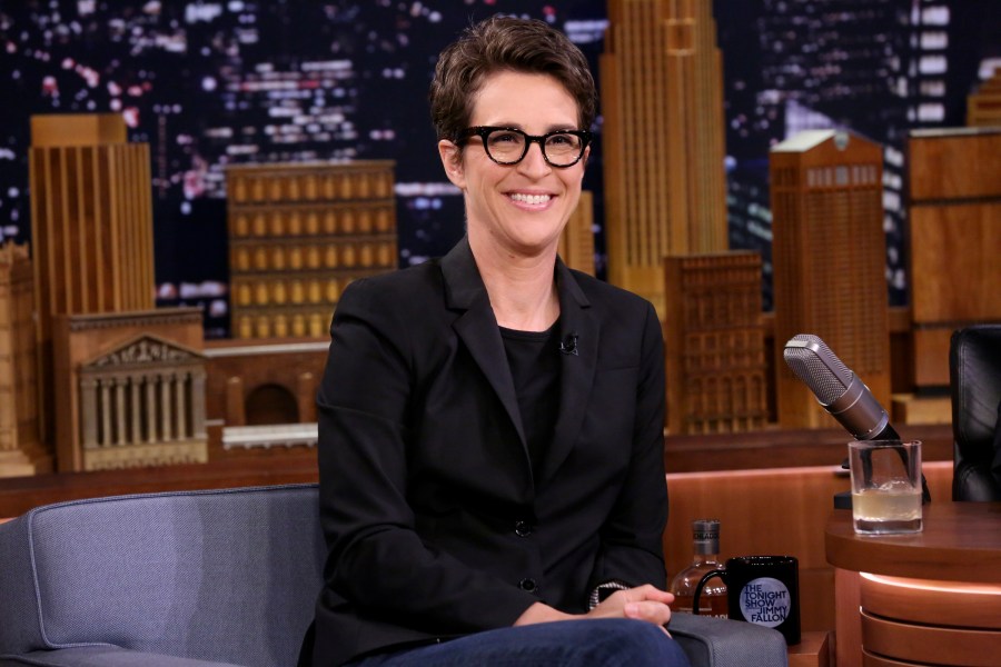 Rachel Maddow appears on the Tonight Show on Sept. 28, 2017. (Credit: Andrew Lipovsky/NBC/NBCU Photo Bank via Getty Images)