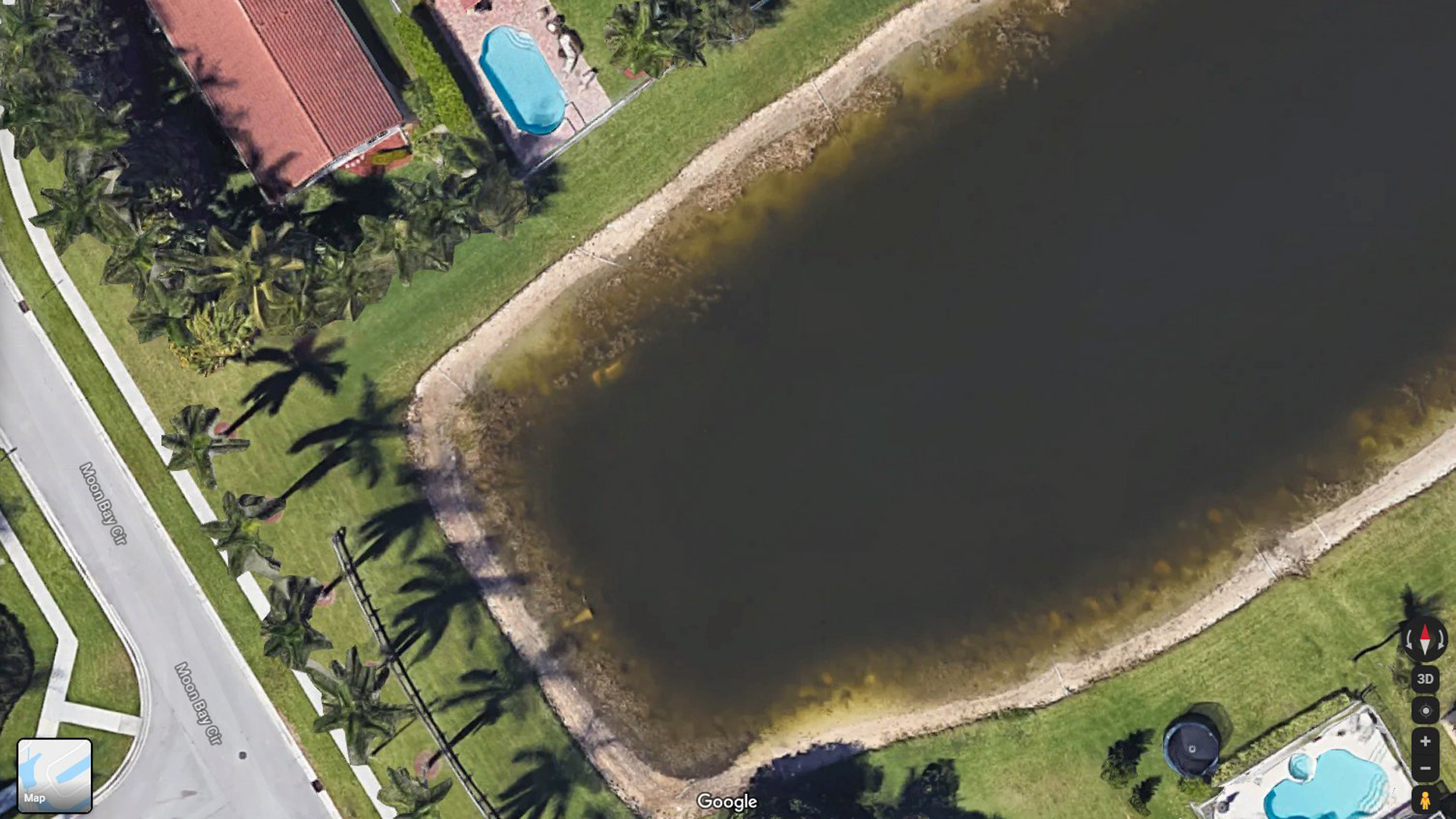 The remains of a man who was last known to be driving in a car over two decades ago were found thanks to a resident who discovered his car on Google Earth, according to the Palm Beach County Sheriff's Office. (Credit: Google Earth)