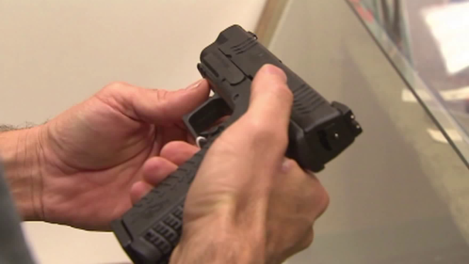 A handgun is seen in this file photo. (Credit: KTLA)