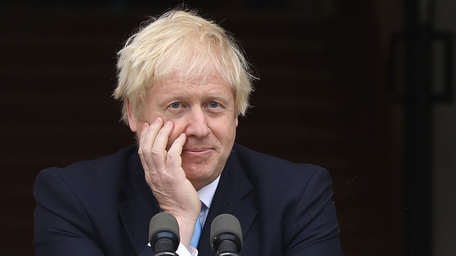 Britain's Prime Minister Boris Johnson gestures during a press conference on the steps of the Government buildings in Dublin on September 9, 2019. – (Credit: LORRAINE O'SULLIVAN/AFP/Getty Images)