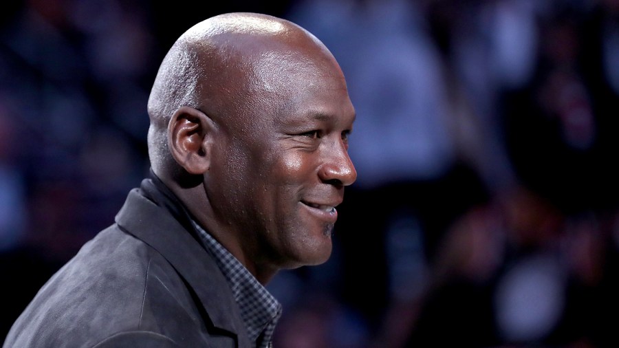 Michael Jordan, owner of the Charlotte Hornets, takes part in a ceremony honoring the 2020 NBA All-Star game during a break in play as Team LeBron take on Team Giannis in the fourth quarter during the NBA All-Star game as part of the 2019 NBA All-Star Weekend at Spectrum Center on February 17, 2019 in Charlotte, North Carolina. (Credit: Streeter Lecka/Getty Images)