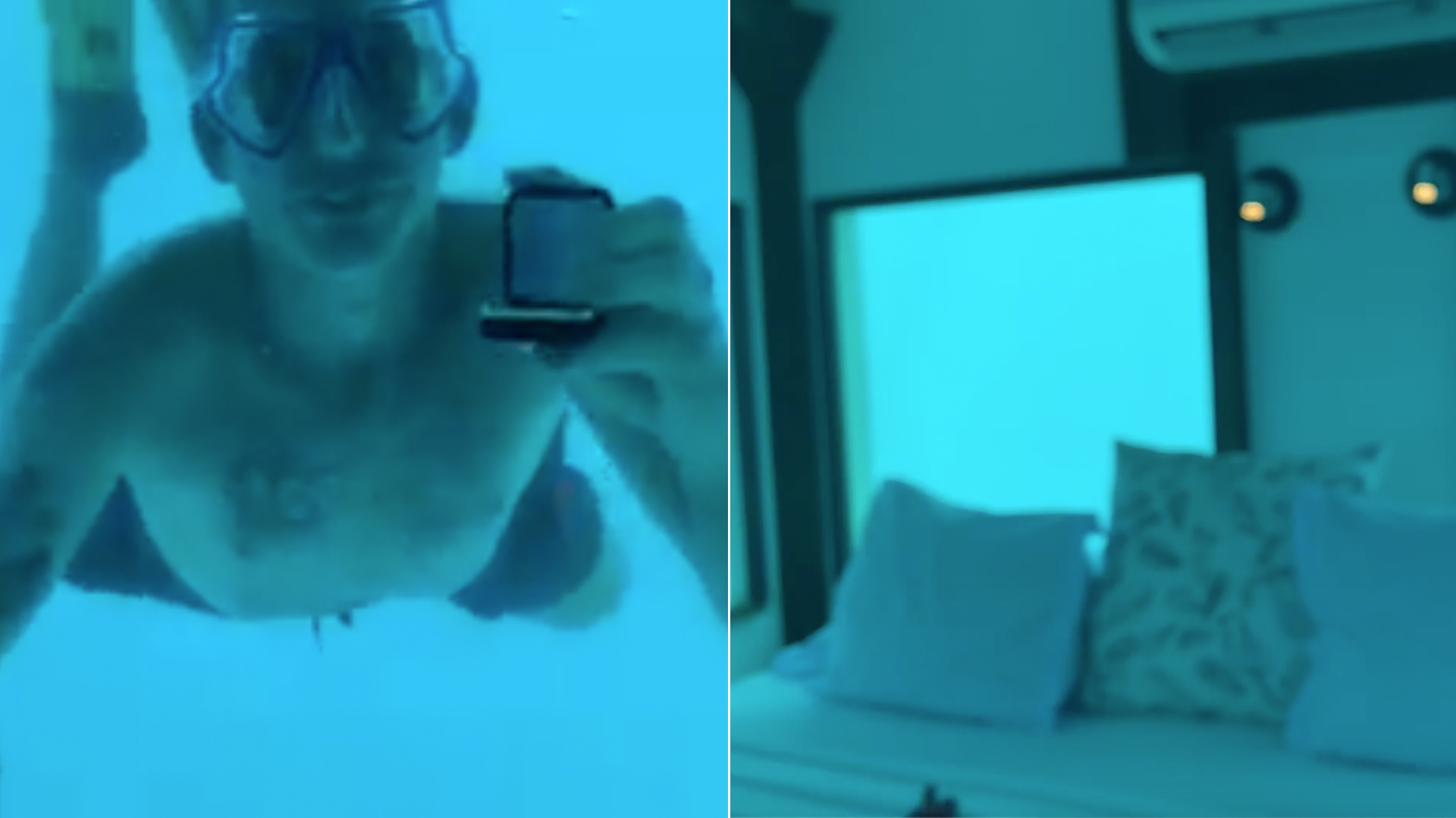 Steven Weber and the Tanzania underwater room he was staying in are seen in images posted to Facebook by Kenesha Antoine.