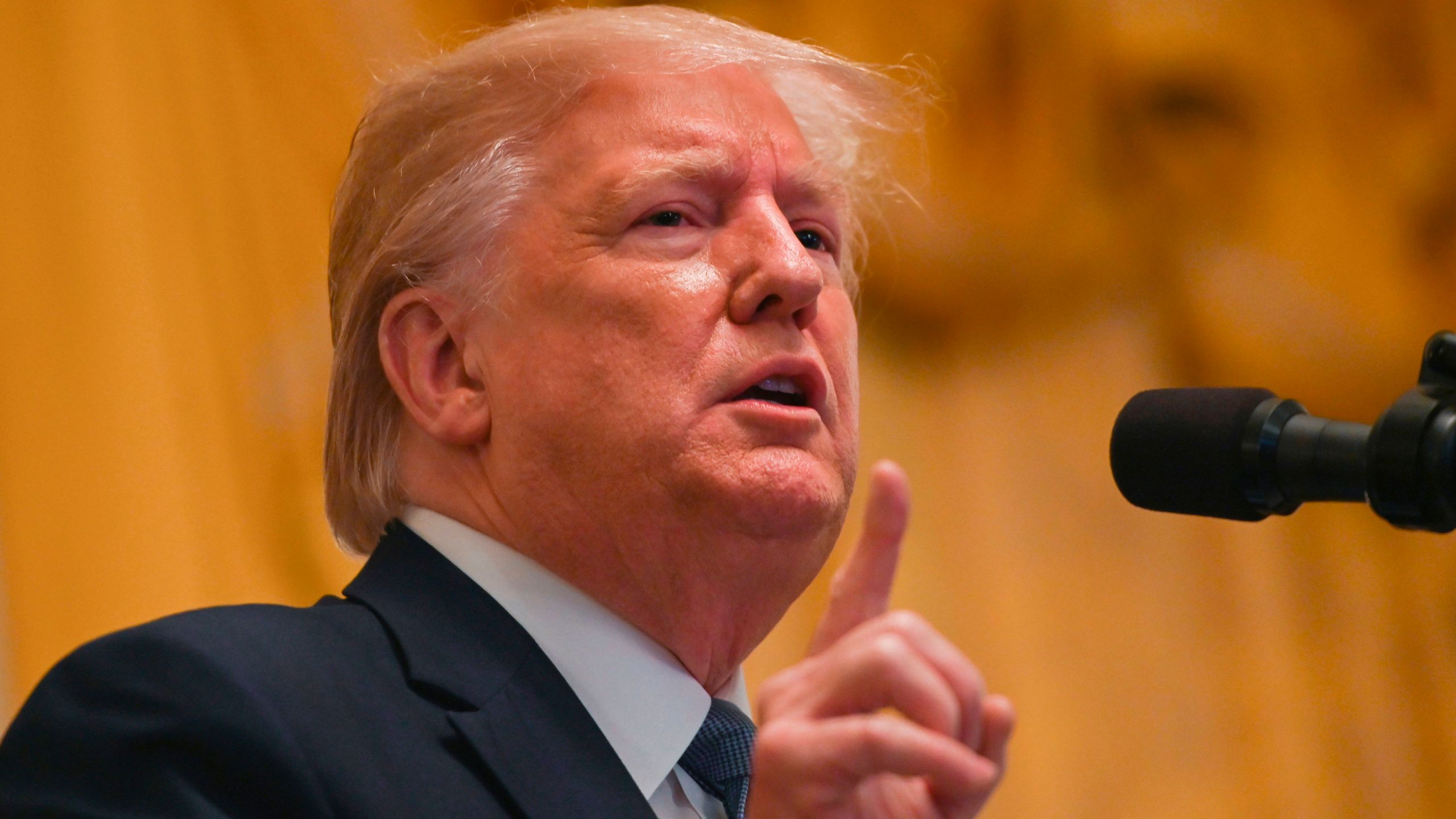 U.S. President Donald Trump speaks during the 2019 Young Black Leadership Summit in the East Room of the White House in Washington, D.C., on Oct. 4, 2019. (Credit: ANDREW CABALLERO-REYNOLDS/AFP via Getty Images)