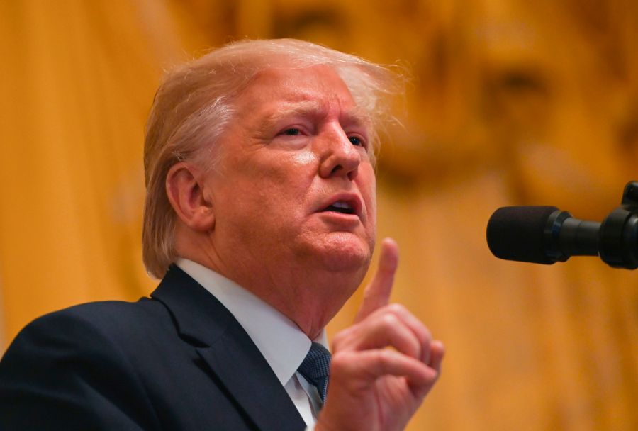 President Donald Trump speaks during the 2019 Young Black Leadership Summit in the East Room of the White House on October 4, 2019. (Credit: ANDREW CABALLERO-REYNOLDS/AFP via Getty Images)