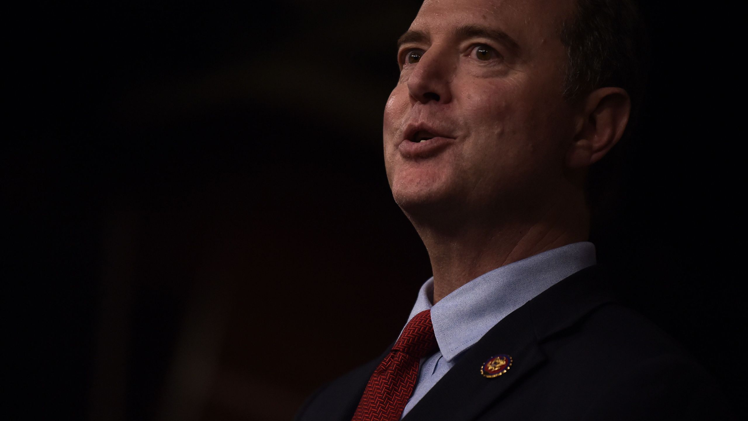 Chairman of the U.S. House Permanent Select Committee on Intelligence, Adam Schiff, holds a press conference with Speaker of the House Nancy Pelosi on Capitol Hill in Washington, D.C., on Oct. 15, 2019.(Credit: ERIC BARADAT/AFP via Getty Images)