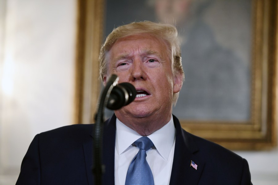 President Trump speaks about Syria in the Diplomatic Reception Room at the White House on October 23, 2019. (Credit: SAUL LOEB/AFP via Getty Images)