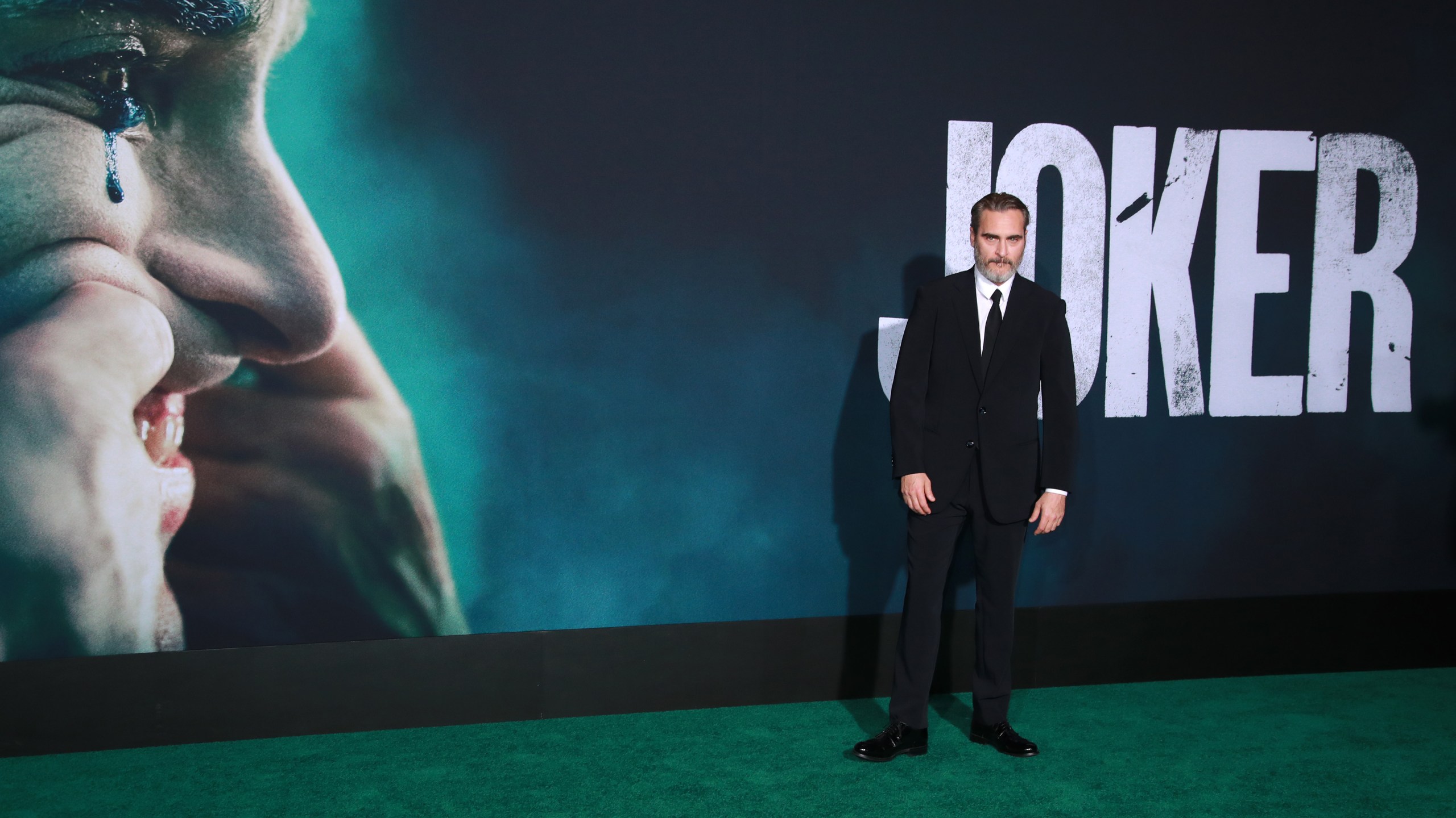 Joaquin Phoenix attends the premiere of Warner Bros Pictures "Joker" on Sept. 28, 2019 at the ArcLight Cinemas in Hollywood. (Credit: Rich Fury/Getty Images)