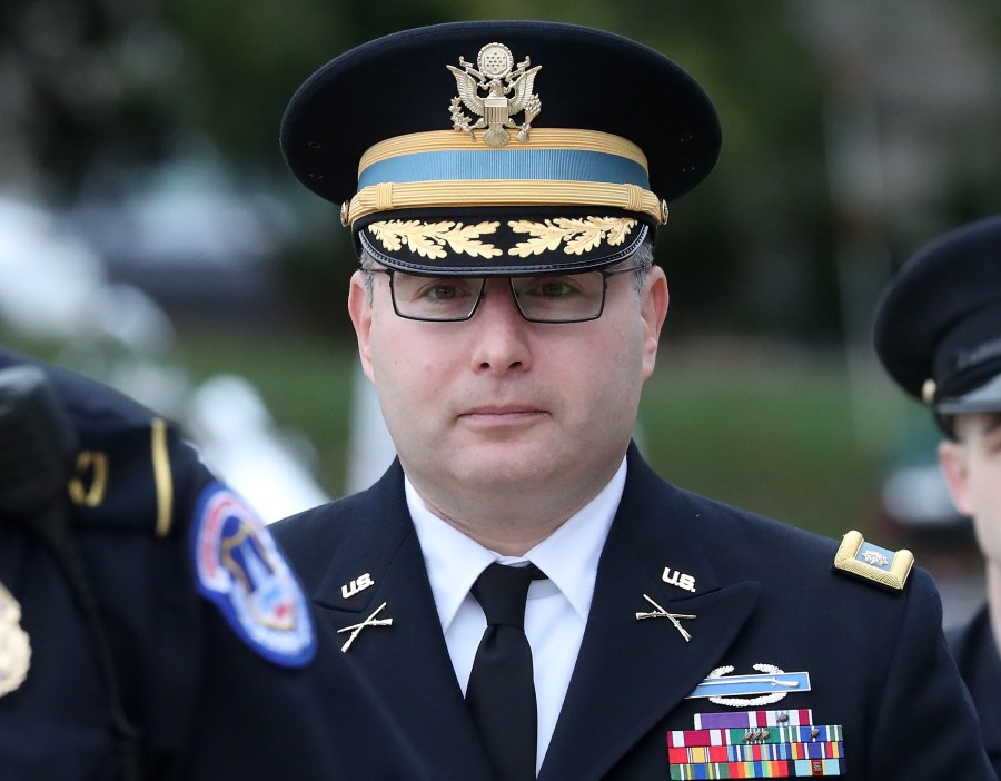 Army Lt. Col. Alexander Vindman, director for European Affairs at the National Security Council, arrives at the U.S. Capitol on Oct. 29, 2019, in Washington, D.C. (Credit: Mark Wilson/Getty Images)