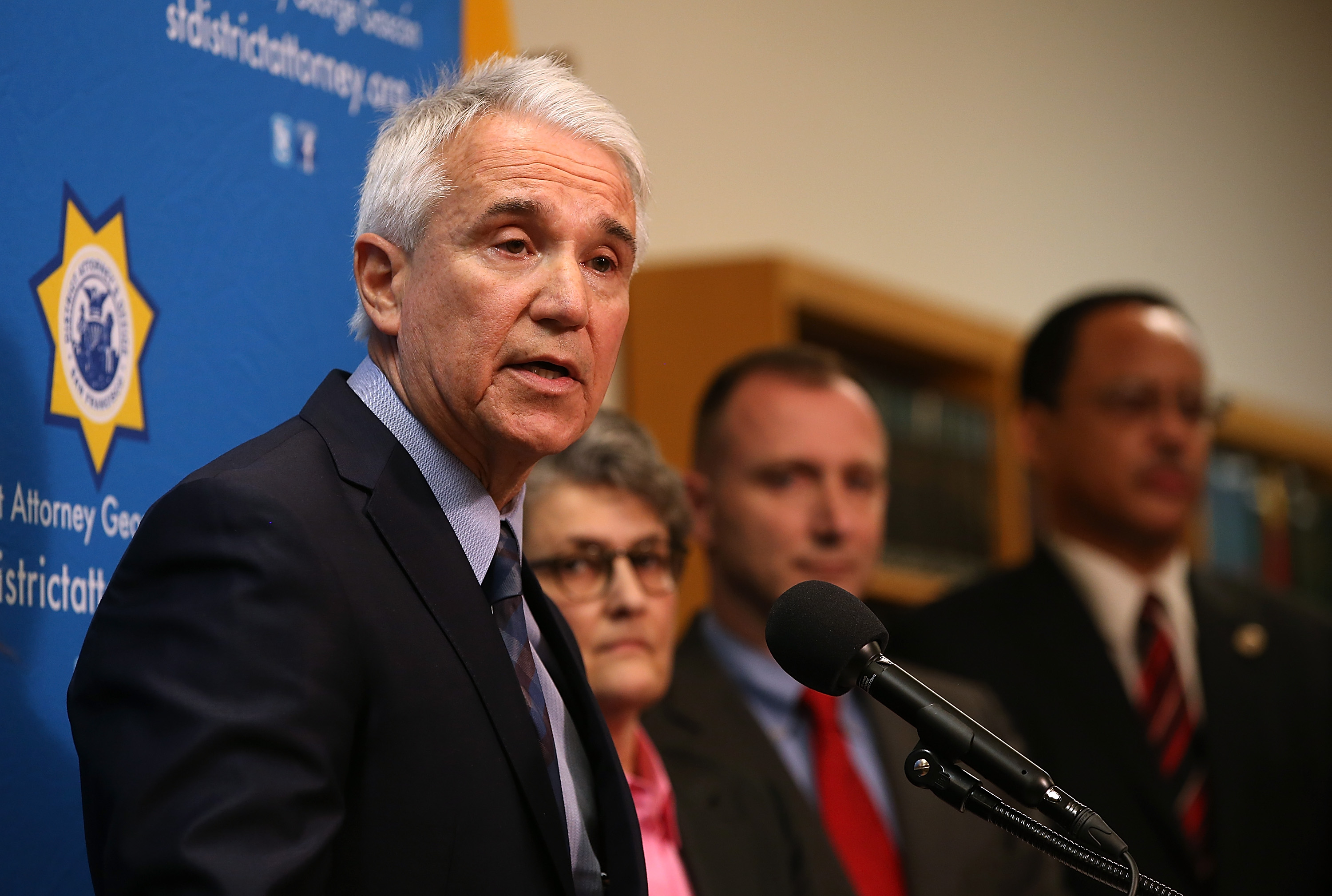 San Francisco District Attorney George Gascon speaks during a news conference in San Francisco to announce a civil consumer protection action against Uber on Dec. 9, 2014. (Credit: Justin Sullivan / Getty Images)