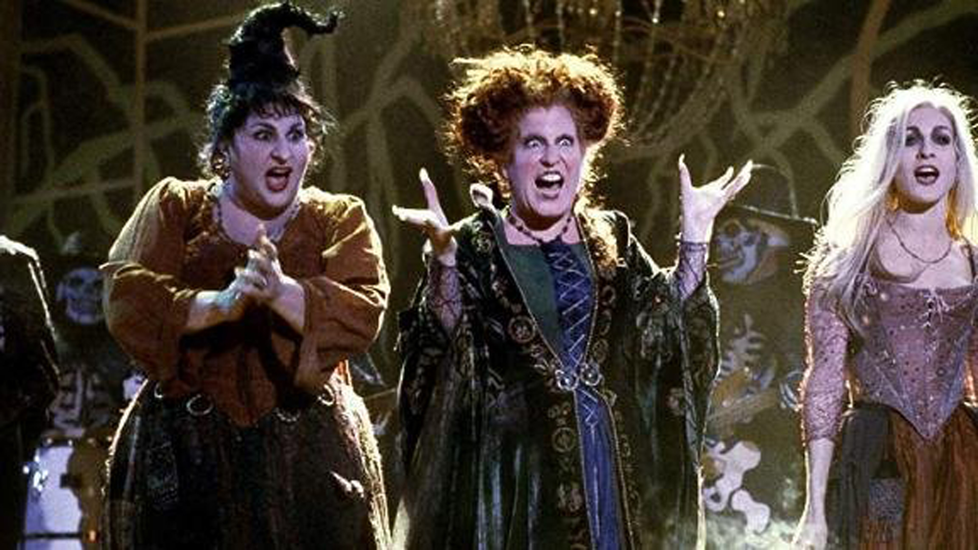 The Sanderson sisters are seen in a still image from the 1993 film "Hocus Pocus." (Credit: Disney)