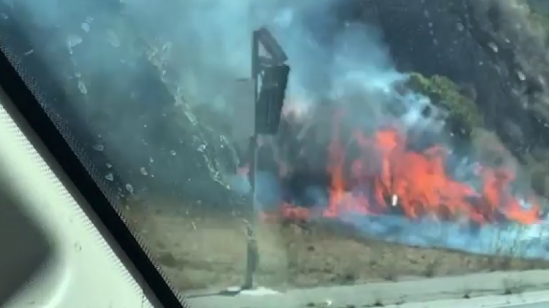 The apparent start of the Palisades Fire is captured in a video by Instagram user Colin's Pack.