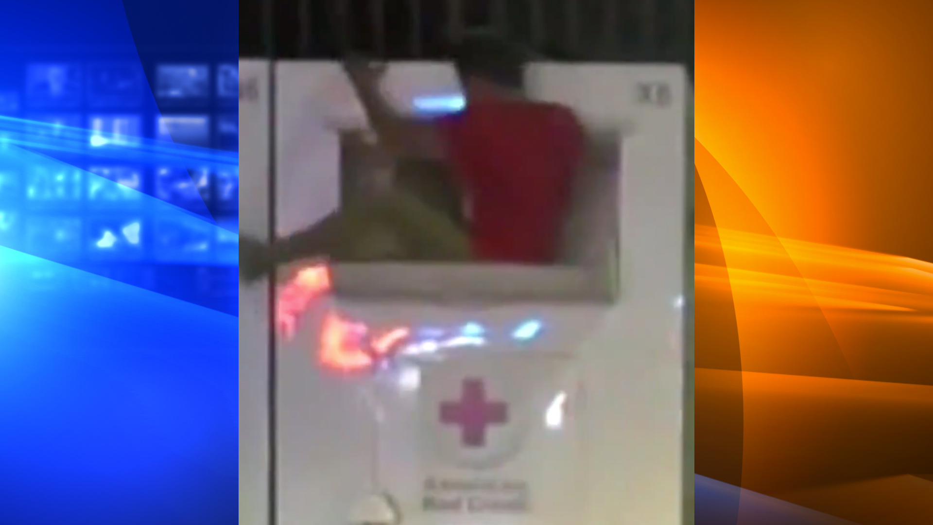 A flexible theft suspect was caught on camera climbing into a Red Cross donation box in Norwalk on Oct. 17, 2019. (Credit: Los Angeles County Sheriff's Department)