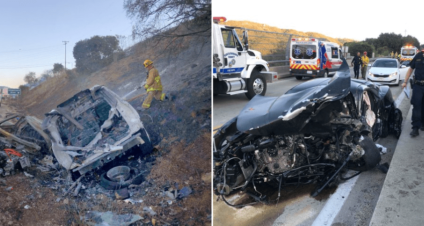 Two vehicles are seen after crashing on Highway 154 north of Santa Barbara on Oct. 25, 2019. (Credit: Santa Barbara County Fire Department)