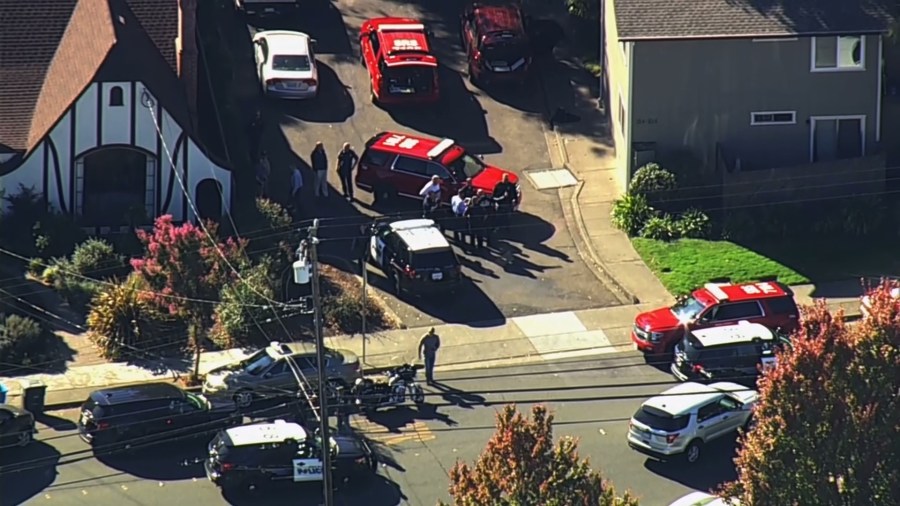 Authorities respond after a shooting near Ridgeway High School in Santa Rosa on Oct. 22, 2019. (Credit: KGO via CNN)