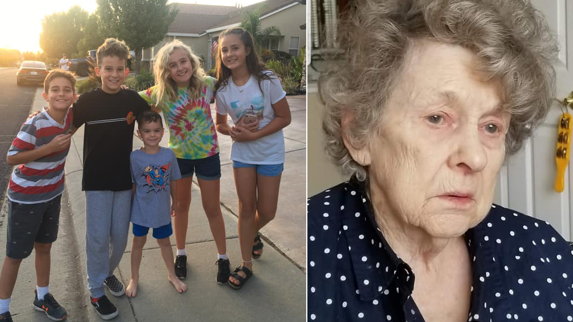 The group of Roseville children and Glenneta Belford, the woman they helped find, are seen in undated photos provided by the City of Roseville Police Department.