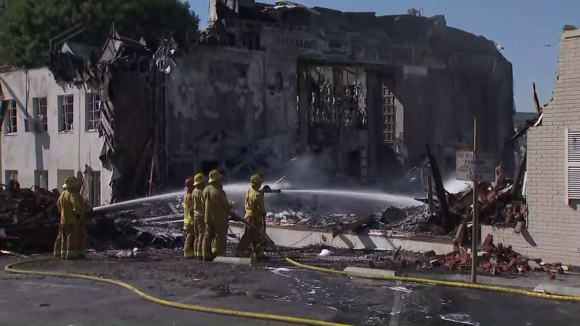 The Good Shepherd Bible Church in Whittier was destroyed in a fire on Oct. 31, 2019. (Credit: KTLA)