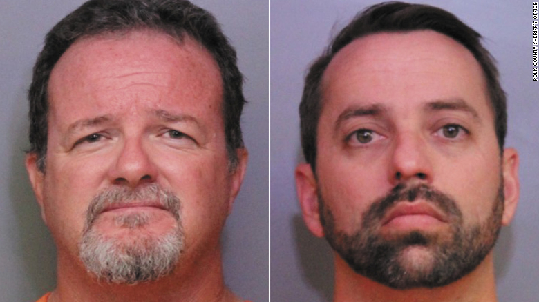 Donald Durr Jr. (left) and Brett Kinney (right) are in undated booking photos. (Credit: Polk County Sheriff's Office via CNN)