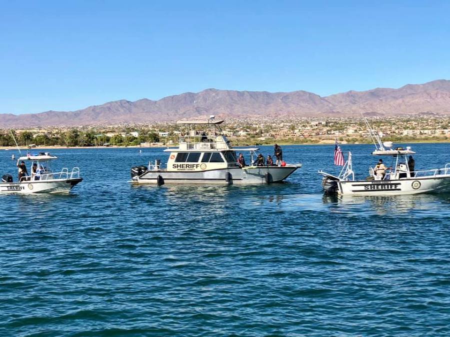 Rescue boats are seen in Lake Havasu in a file photo released by the Mohave County Sheriff's Office on Aug. 21 , 2019.