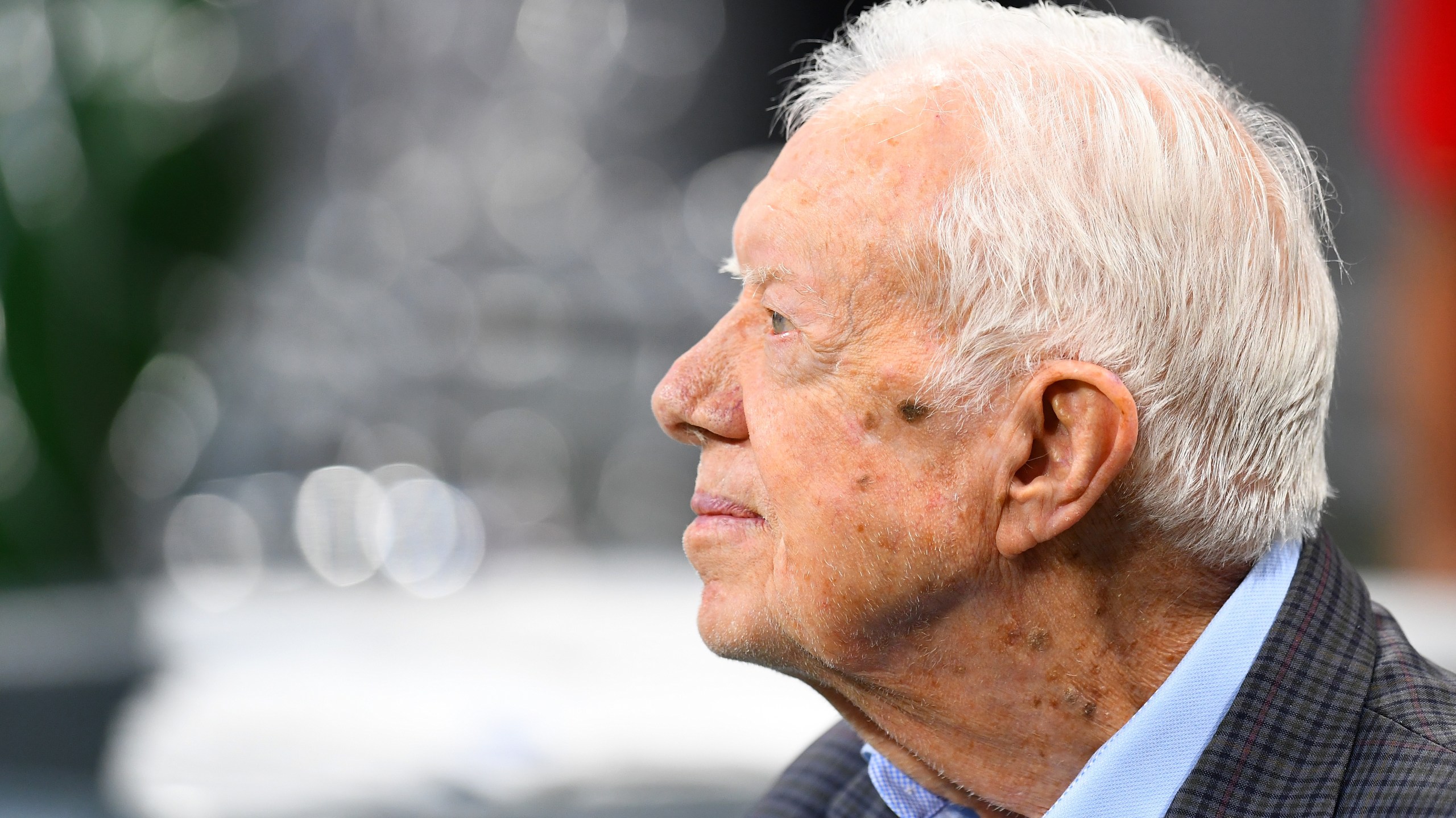 Jimmy Carter attends a game between the Atlanta Falcons and the Cincinnati Bengals at Mercedes-Benz Stadium on Sept. 30, 2018 in Atlanta, Georgia. (Credit: Scott Cunningham/Getty Images)