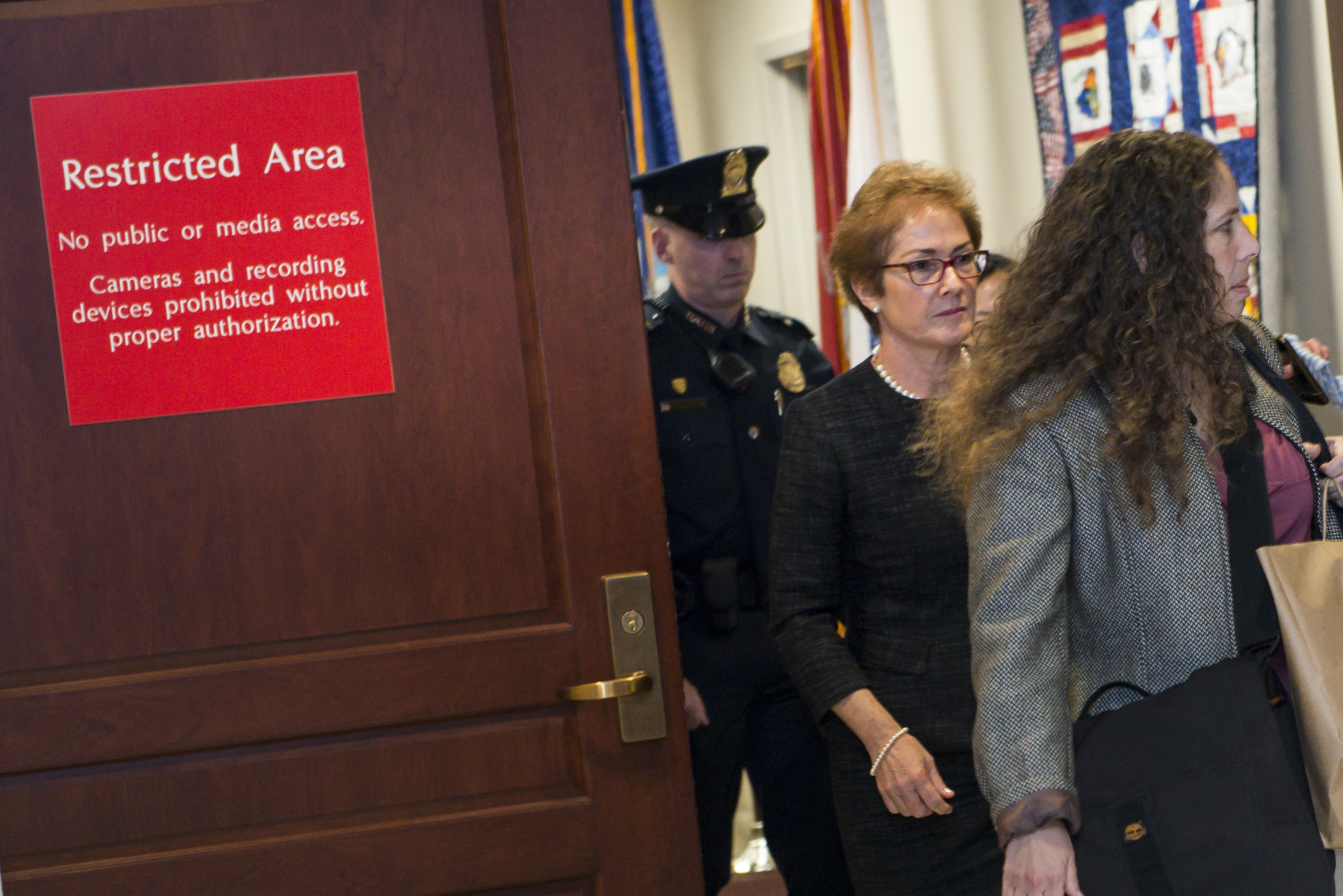 Former U.S. ambassador to Ukraine Marie Yovanovitch exits the restricted area of the U.S. Capitol on Oct. 11, 2019. (Credit: Liz Lynch/Getty Images)