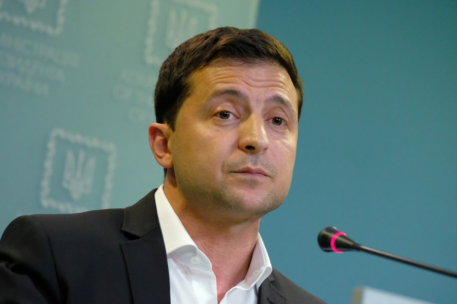 Ukrainian President Volodymyr Zelensky speaks to media in Kiev on Oct. 1, 2019. (Credit: Sean Gallup / Getty Images)