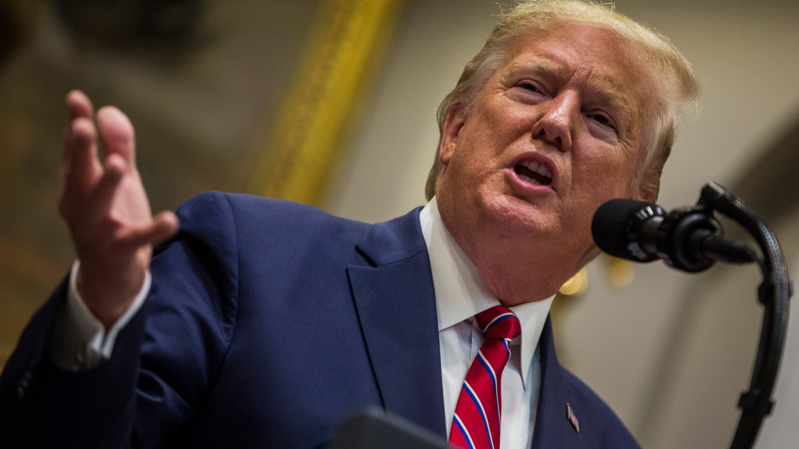 U.S. President Donald Trump delivers remarks in the Roosevelt Room at the White House on Nov. 15, 2019, in Washington, D.C. (Credit: Zach Gibson/Getty Images)