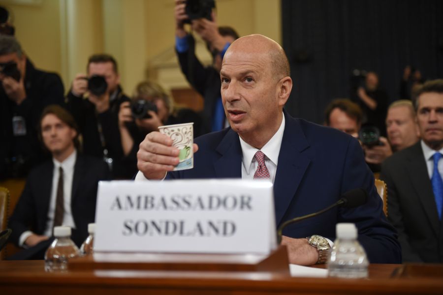 U.S. Ambassador to the European Union Gordon Sondland arrives to testify at a House Intelligence Committee hearing as part of the impeachment inquiry into President Donald Trump on Capitol Hill in Washington,DC on November 20, 2019. (ANDREW CABALLERO-REYNOLDS/AFP via Getty Images)