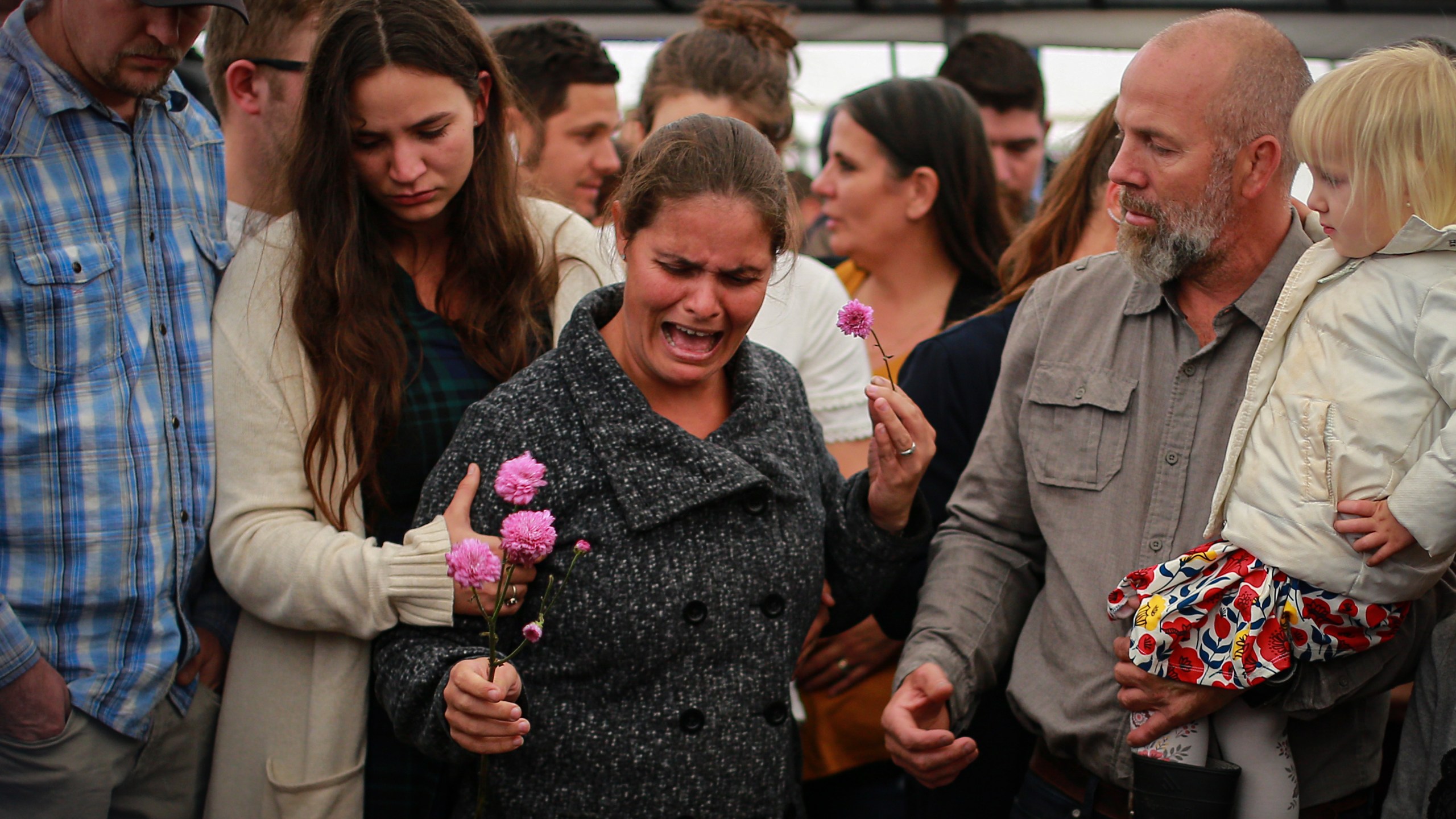 Friends and relatives of the extended Le Baron family mourn members killed in a violent attack during a funeral on Nov. 8, 2019, in Le Barón, Mexico. (Credit: Manuel Velasquez/Getty Images)