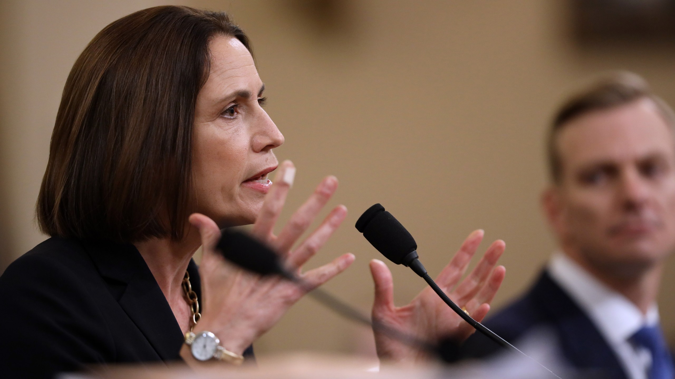 Fiona Hill, the National Security Council’s former senior director for Europe and Russia, testifies before the House Intelligence Committee in the Longworth House Office Building on Capitol Hill on Nov. 21, 2019 in Washington, D.C. (Credit: Drew Angerer/Getty Images)