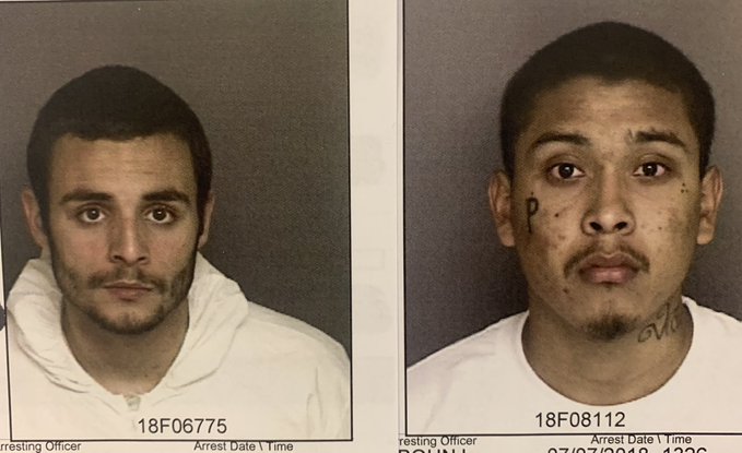 Inmates Santos Fonseca (left) and Jonathan Salazar (right) in an undated booking photo released by the Monterey County Sheriff's Office.