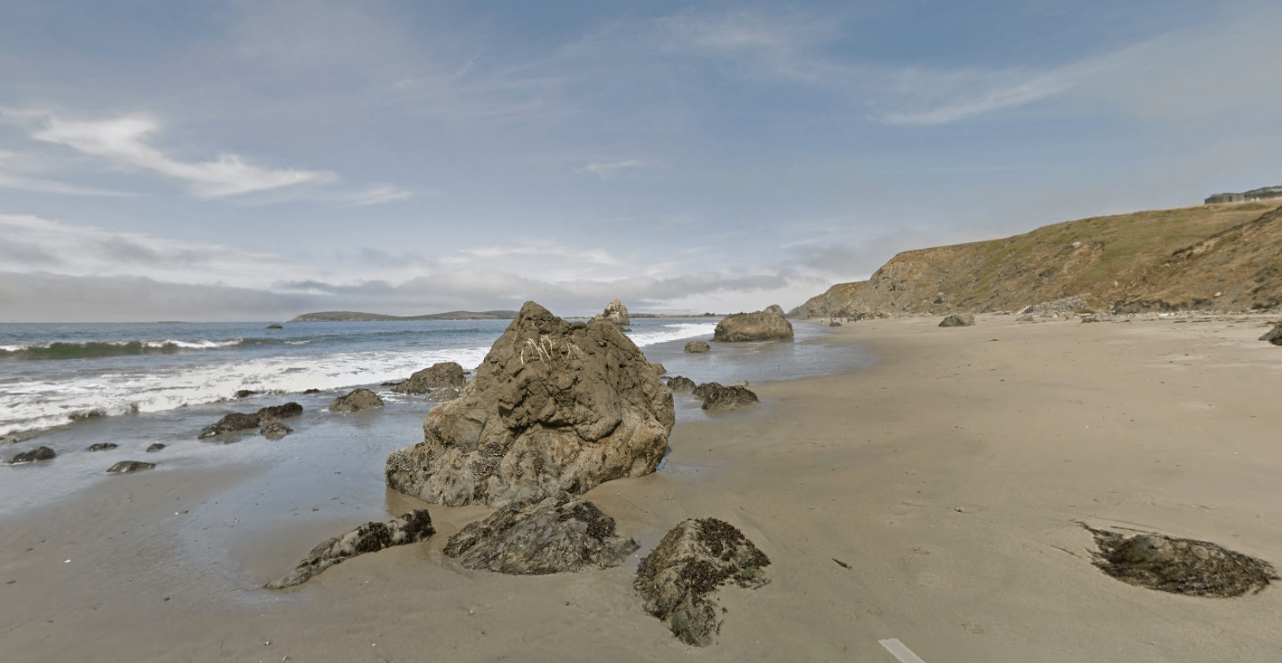 The area of Bodega Bay is seen in a Google Maps Street View image.