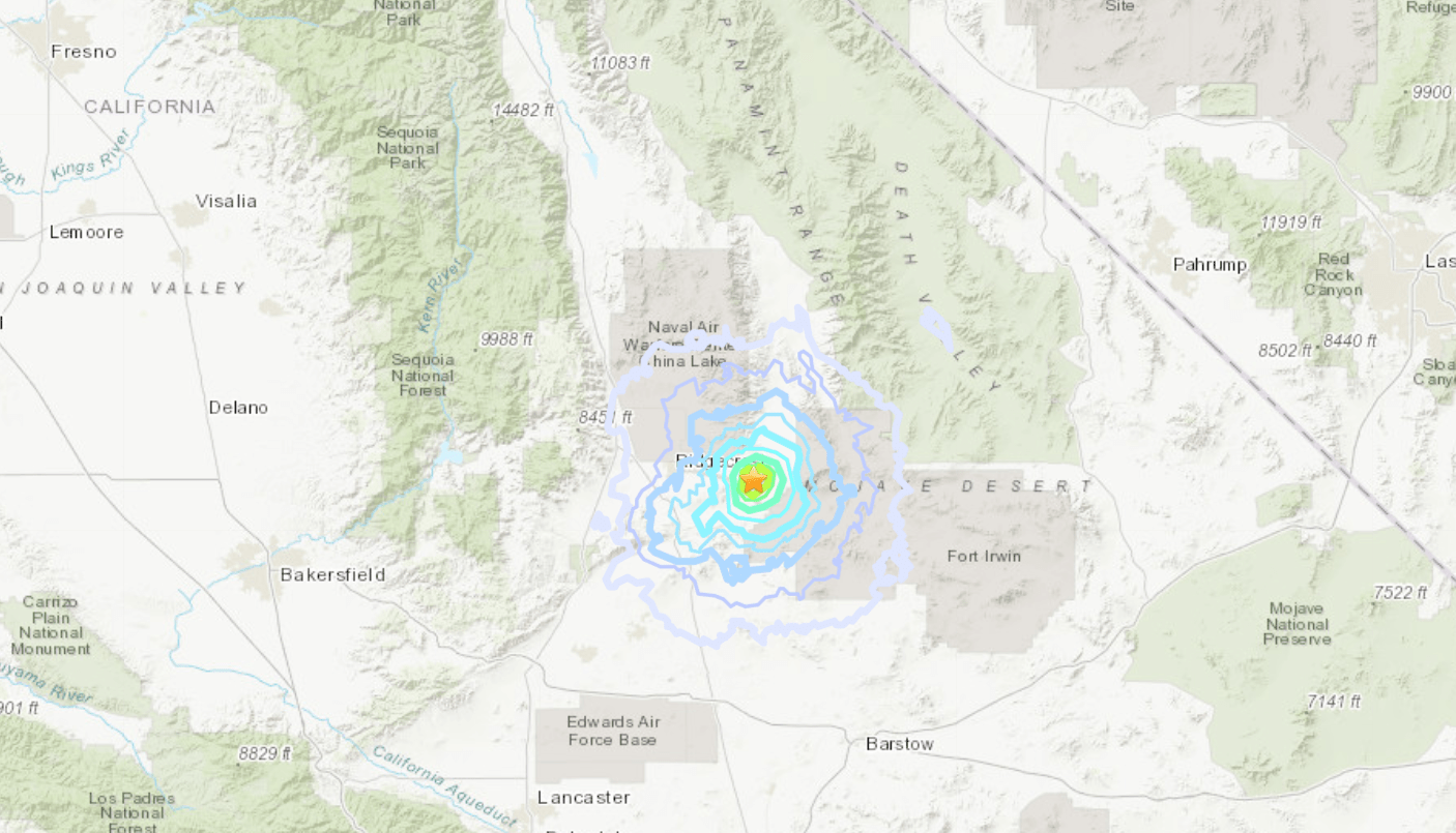 A preliminary magnitude 3.9 earthquake struck 11 miles away from Trona at 11:26 a.m. on Nov. 13, 2019. (Credit: USGS)