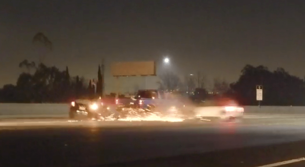 Vehicles crash on the 118 Freeway in Mission Hills on Nov. 16, 2019. (Credit: ANG News)