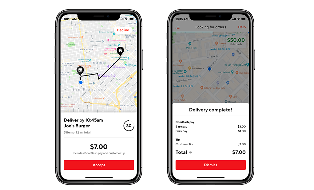 An illustration from an August 2019 blog post by DoorDash shows the app's interface.