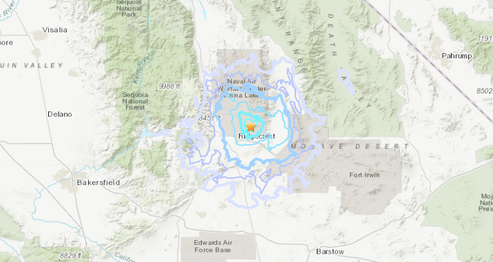 A preliminary magnitude 3.7 earthquake near Ridgecrest at 4:49 p.m. on Nov. 28, 2019. (Credit: USGS)