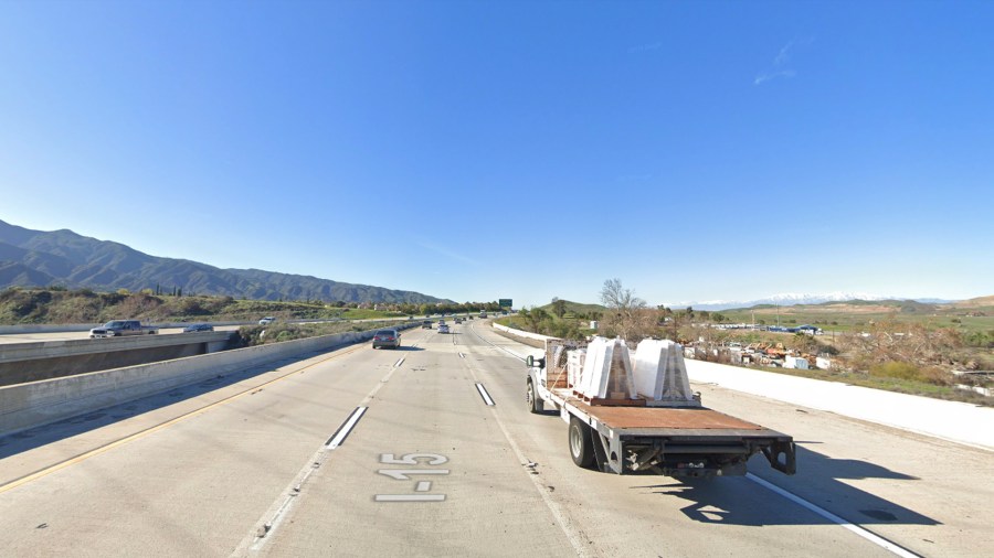 Interstate 15 north of Temescal Canyon Road is seen in a Google Maps Street View image.