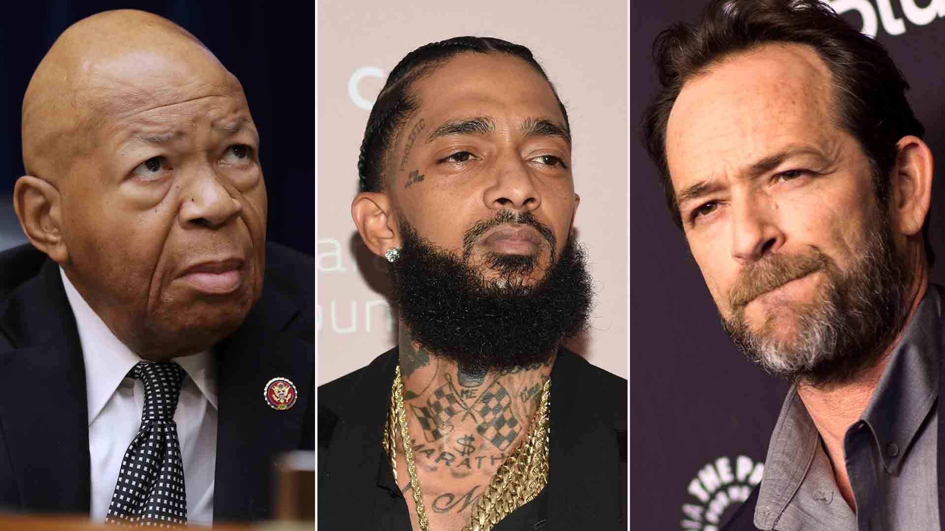 Elijah Cummings (L), Nipsey Hussle (C) and Luke Perry are seen in these pictures from Getty Images.