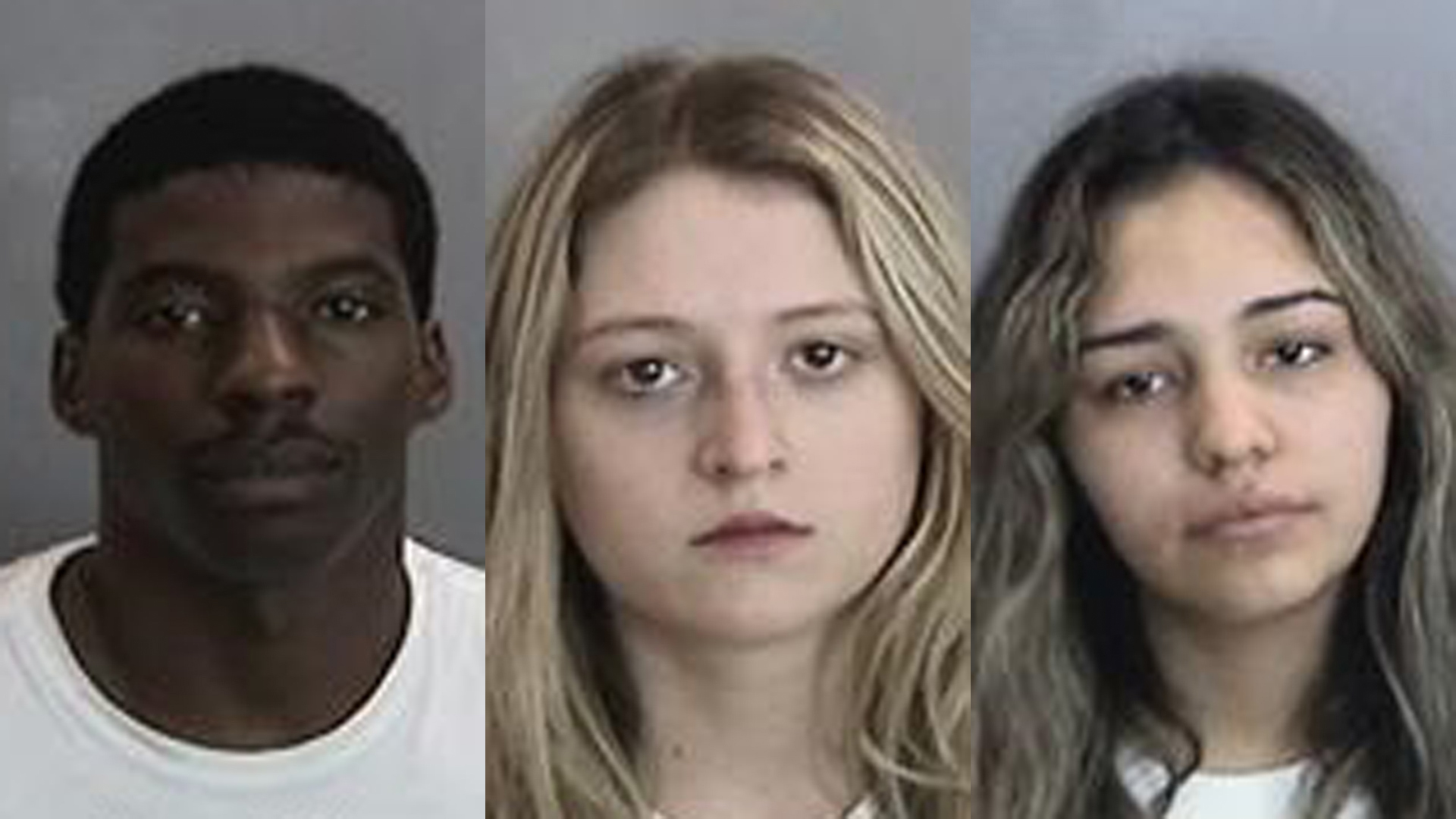 (from left to right) Kendell Morris, Kaylyn Melendez and Carelli Barajas are seen in booking photos released by Anaheim police on Dec. 24, 2019.