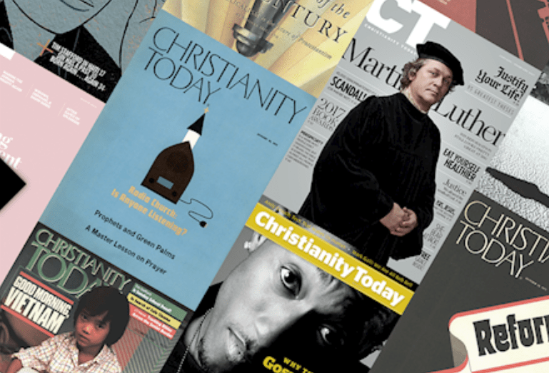 Issues of Christianity Today are seen in an illustration that appears on the magazine's website in December 2019.