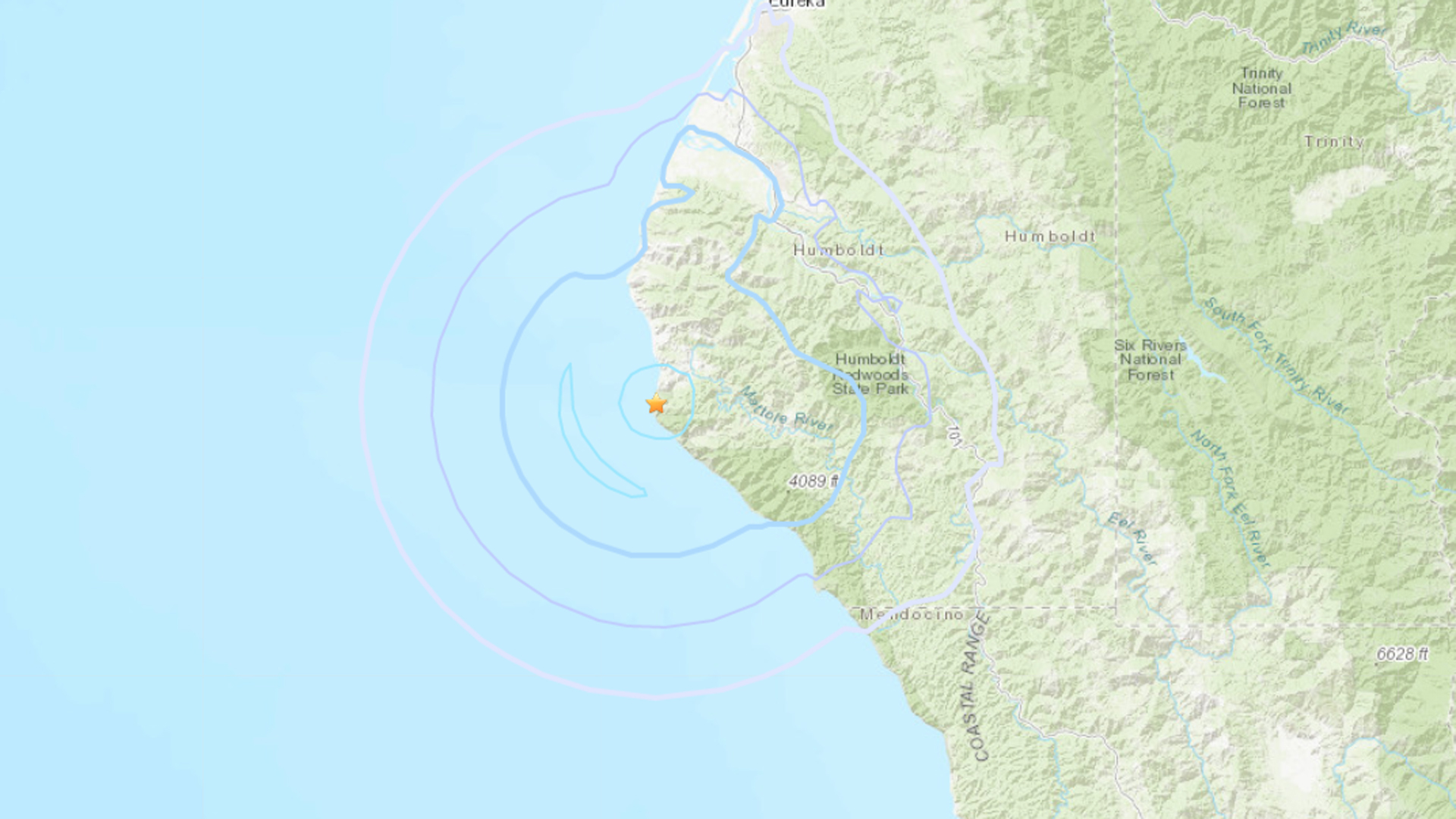 An earthquake struck coastal Northern California on Dec. 19, 2019. (Credit: U.S. Geological Survey)