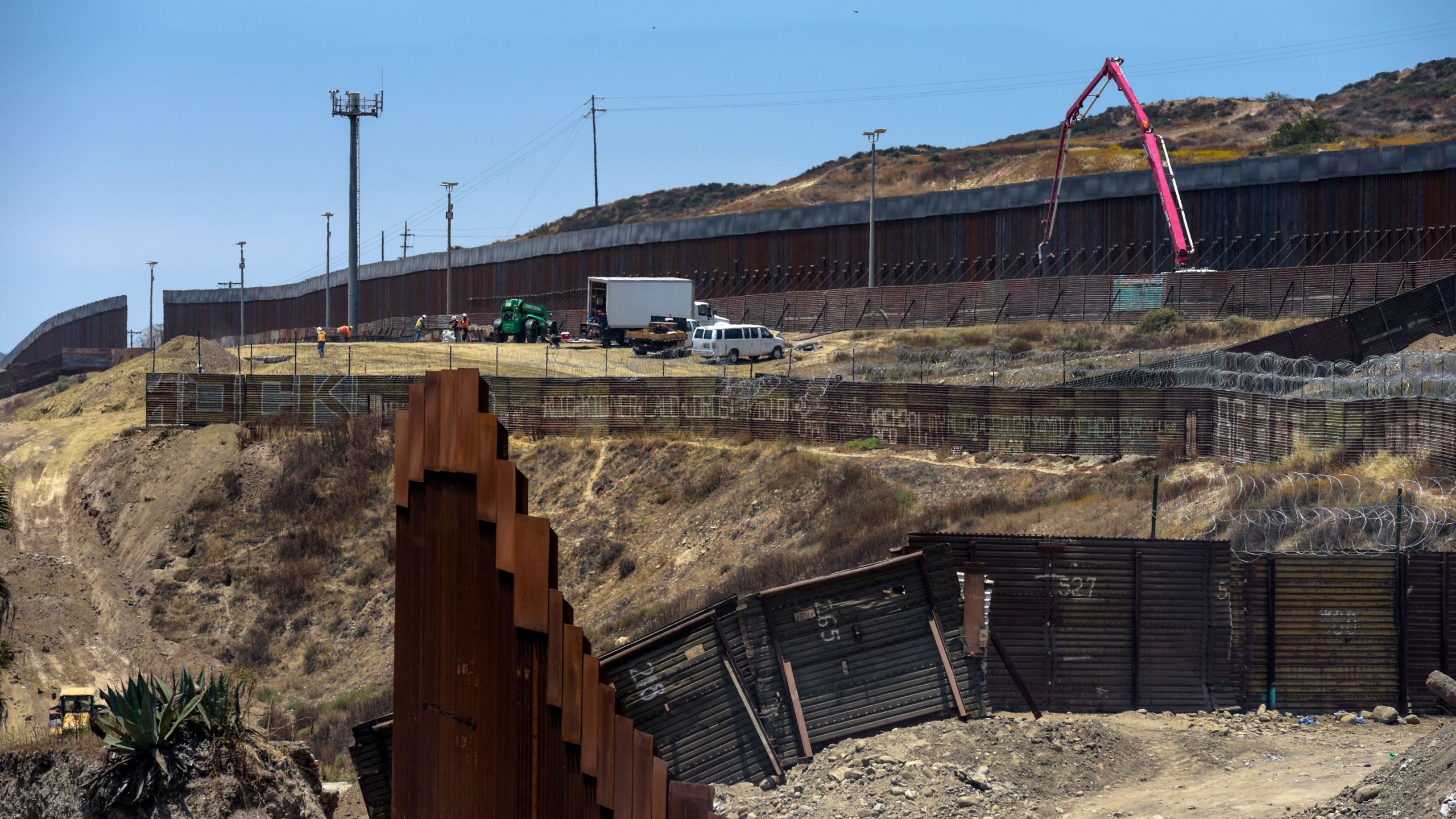 Construction is underway at a section of the Mexico-U.S. border wall in Tijuana on June 18, 2019. (Credit: Agustin Paullier / AFP / Getty Images)