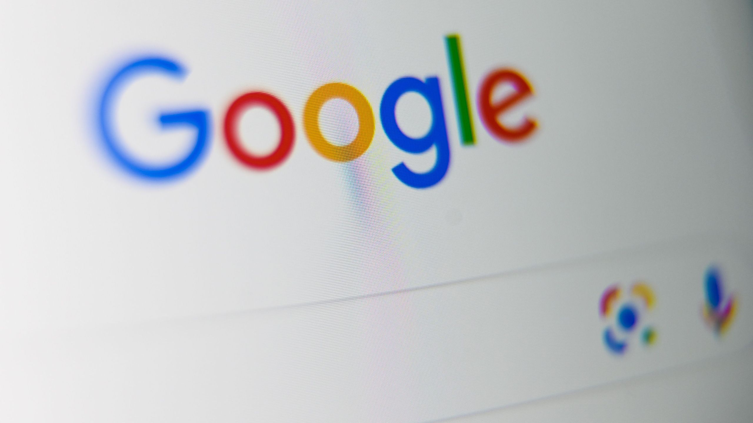 A picture taken on Sept. 3, 2019, shows the U.S. multinational technology and Internet-related services company Google, its logo displayed on a tablet screen, in Lille, northern France. (Credit: DENIS CHARLET/AFP via Getty Images)