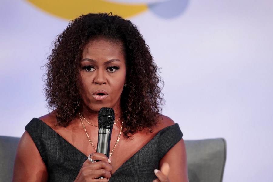 Former first lady Michelle Obama speaks to guests at the Obama Foundation Summit at Illinois Institute of Technology on October 29, 2019 in Chicago. (Credit: Scott Olson/Getty Images)