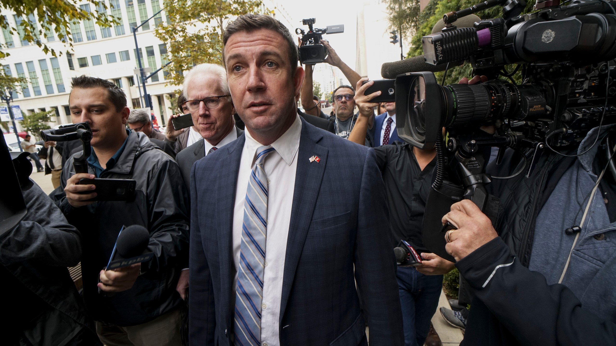 Rep. Duncan Hunter walks into Federal Courthouse on Dec. 3, 2019, in San Diego. (Sandy Huffaker/Getty Images)