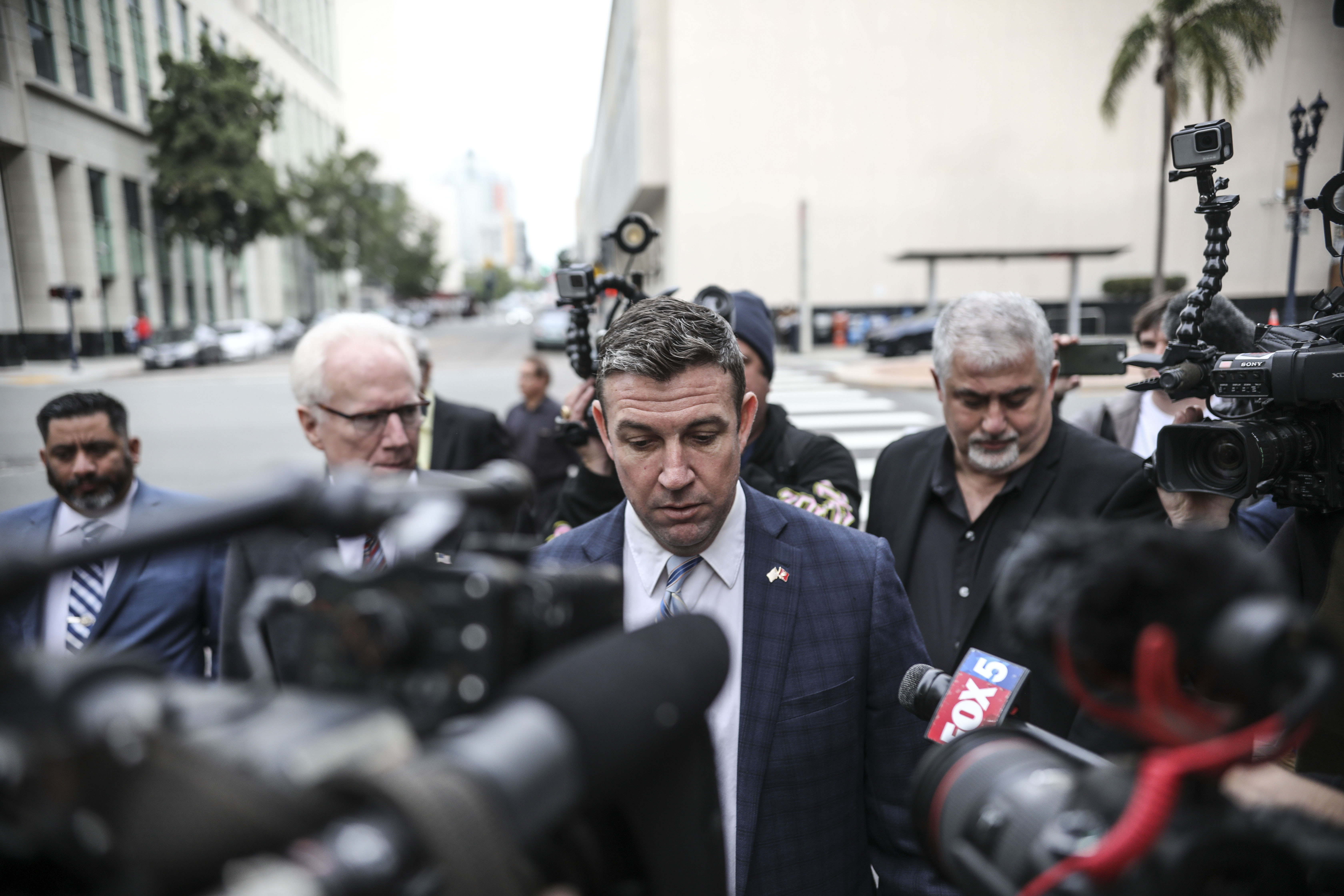 Rep. Duncan Hunter (R-CA) walks into a federal courthouse on Dec. 3, 2019, in San Diego. (Credit: Sandy Huffaker/Getty Images)